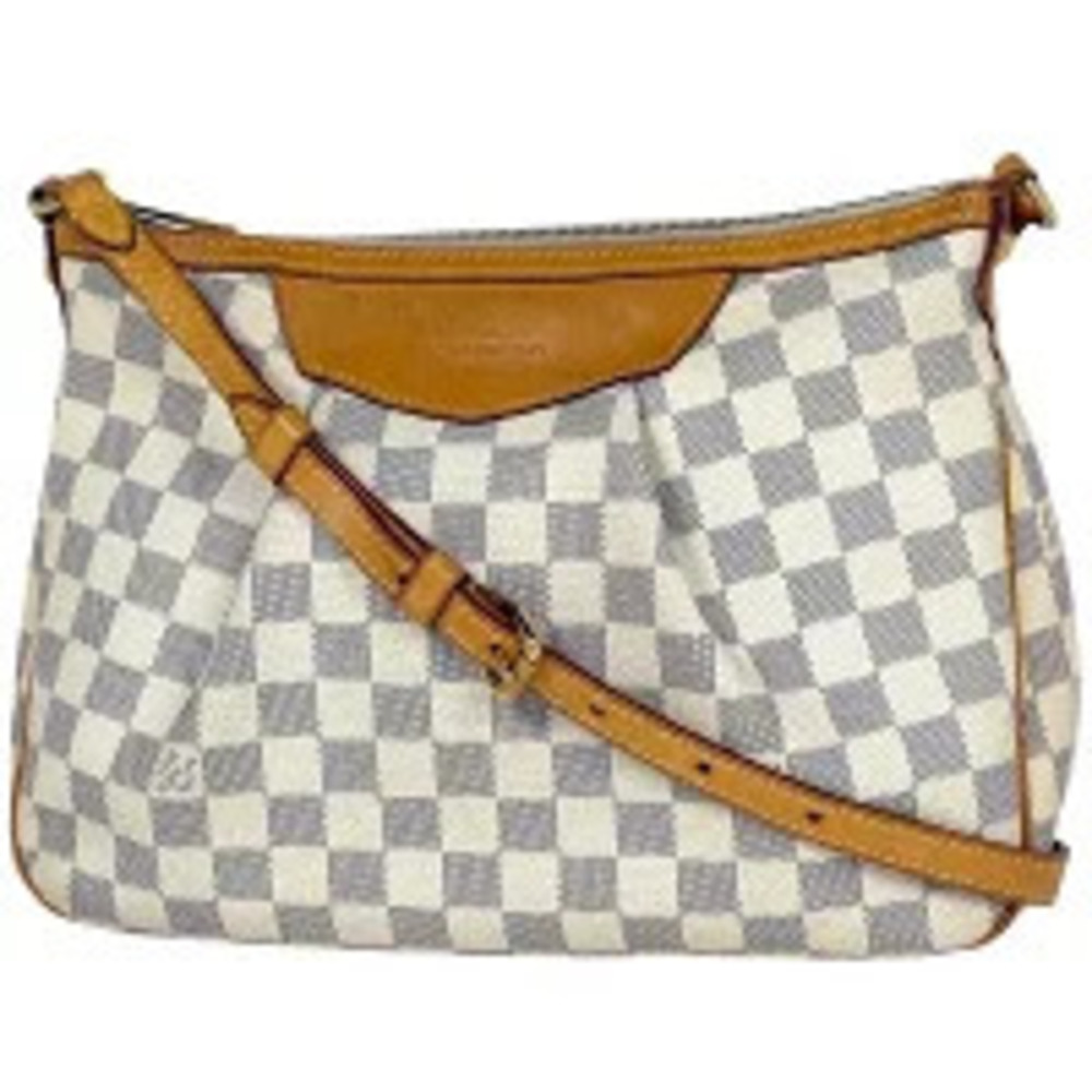 Louis Vuitton Siracusa Crossbody Shoulder Bag Damier Azur White